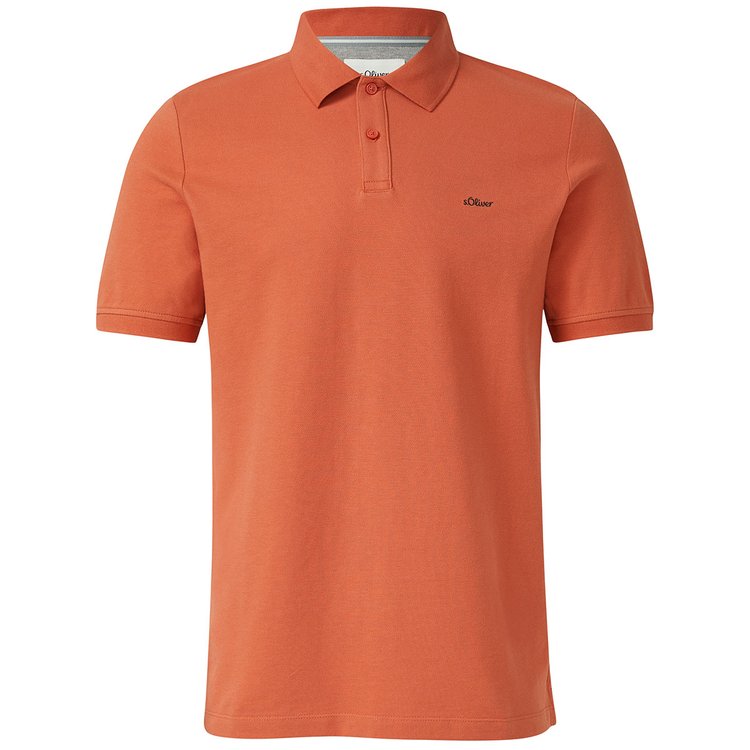 Extra langes Poloshirt in orange mit Piqué-Struktur und kleinem s.Oliver-Logo auf der Brust.