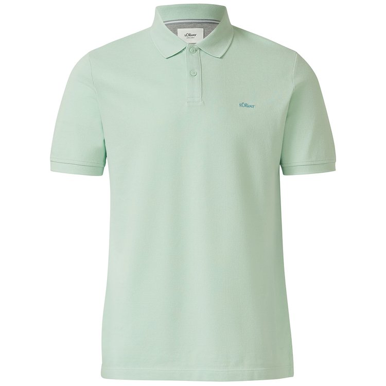 Extra langes Poloshirt in mintgrün mit Piqué-Struktur und kleinem s.Oliver-Logo auf der Brust.