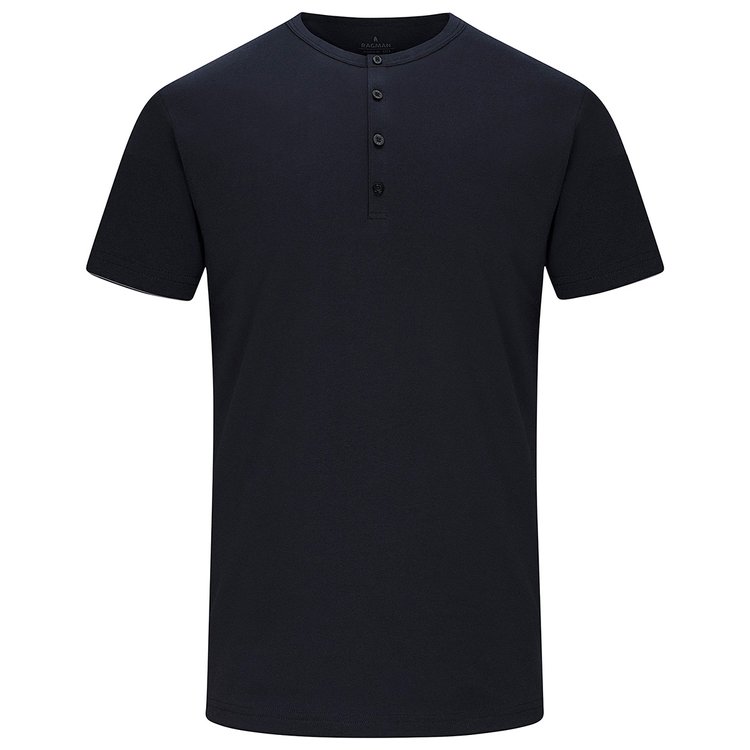 T-Shirt extra lang mit Knopfleiste dunkelblau für große Männer