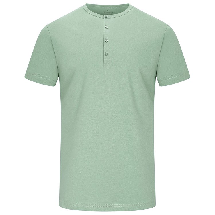 Herren T-Shirt extra lang mit Knopfleiste grün