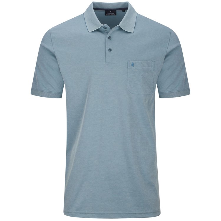 Poloshirt in Überlänge Softknit graublau/mint Herren