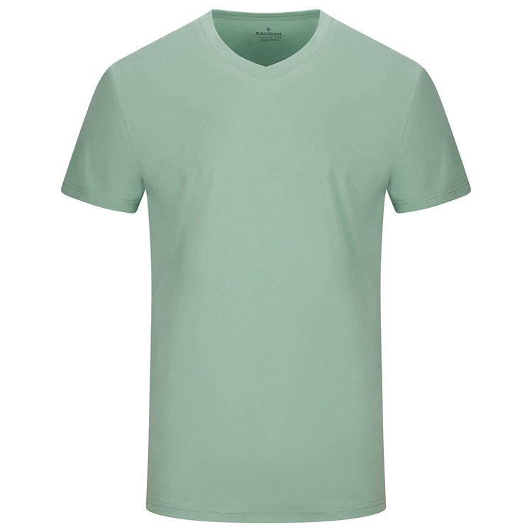 T Shirt extra lang Herren V-Neck hellgrün