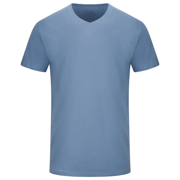 T-Shirt extra lang Herren V-Neck blau bis 4XLT