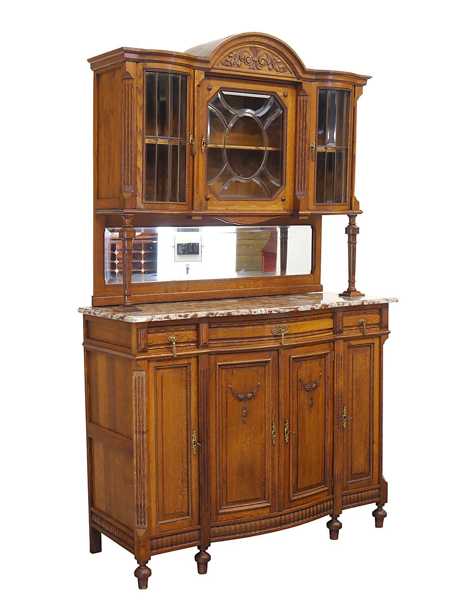 Antikes Buffet um 1920 aus Eiche mit Marmorplatte (10120) | Antike