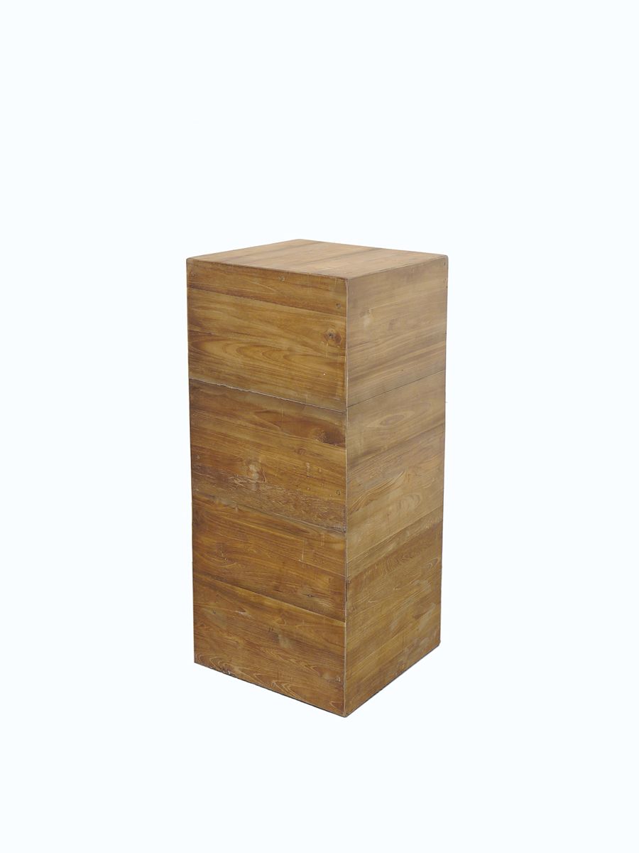 Holzsäule im mediterranen Stil aus Teakholz 35x80x35 cm (10232