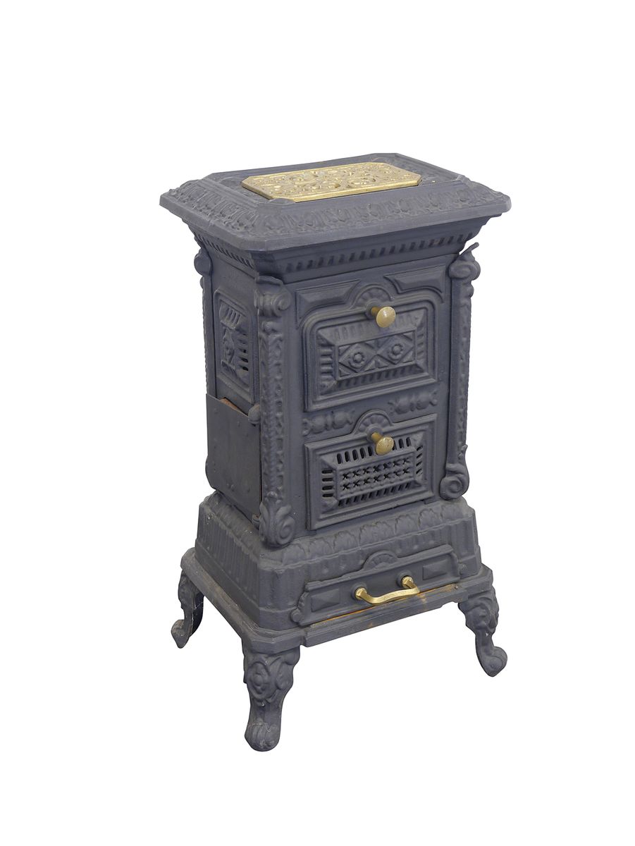 Alter Ofen antik aus Gusseisen in grau B: 41 cm (10295) | Antike Möbel