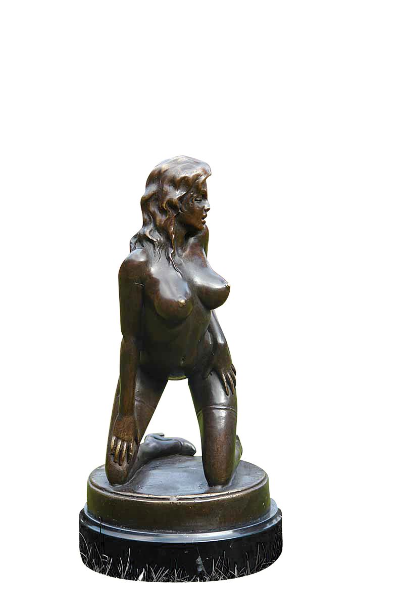 Bronze Figur Frauenakt erotisch auf edlem Marmorsockel (2083) | Antike