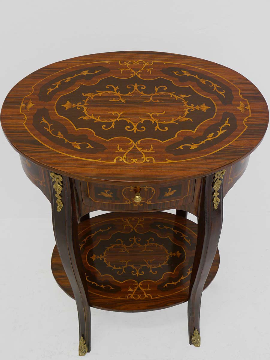 Beistelltisch Tisch Telefontisch Barock Stil mit Intarsienarbeiten