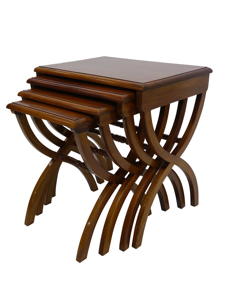 Beistelltisch 4-teilig Massivholz Nussbaumfarbton (3346) | Antike Möbel