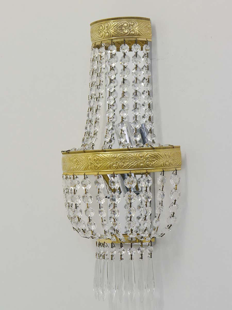 Stilvolle Kristall Wandleuchte Leuchte mit Messing Montur (3986