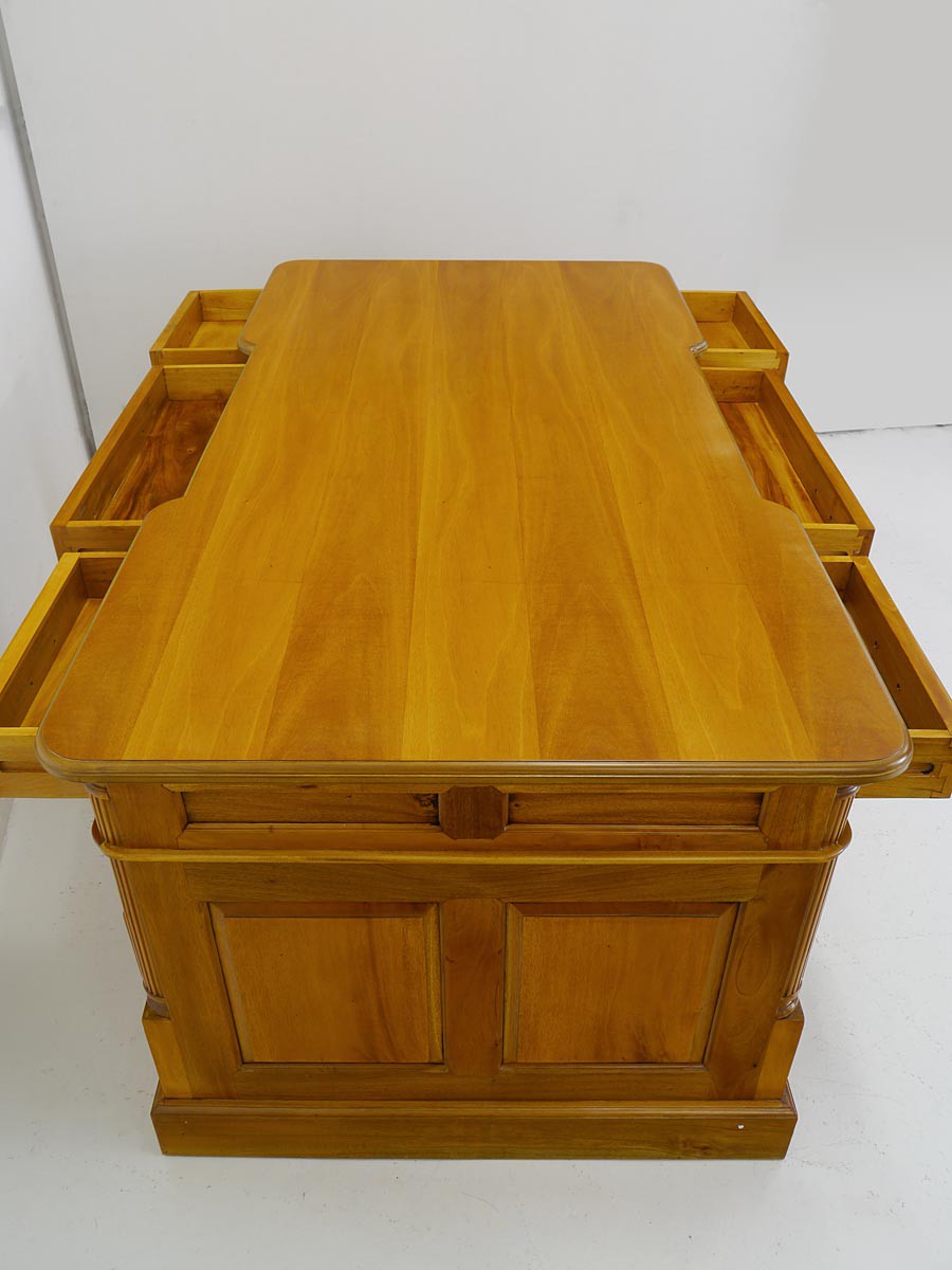 Schreibtisch Büroschreibtisch Partnerdesk Massivholz Kirschbaum-Farbton