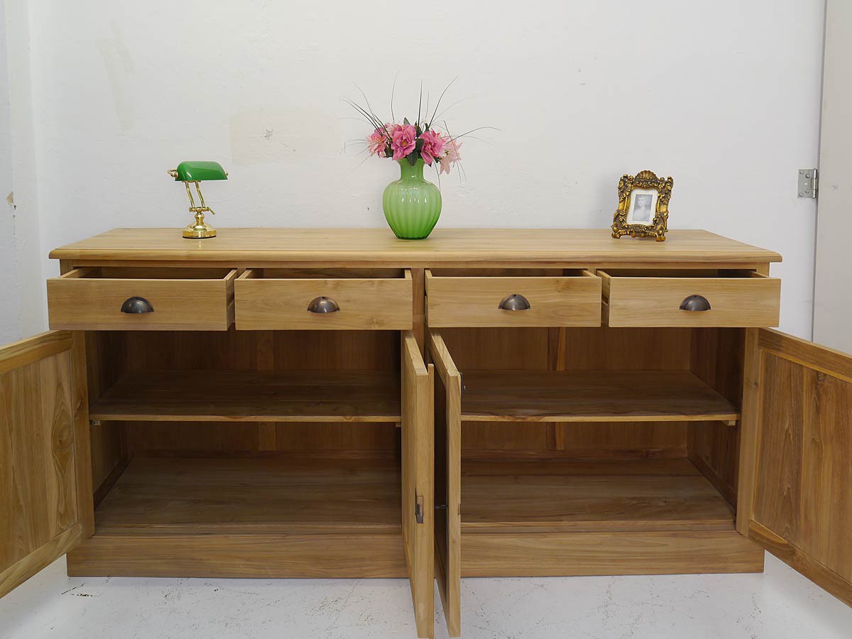Sideboard Highboard Kommode Teakholz massiv unbehandelt im Landhaus