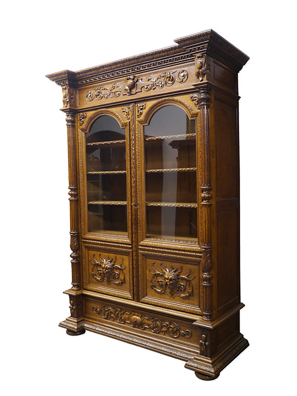 Schrank Vitrinenschrank Bücherschrank Antik um 1880 Eiche ...