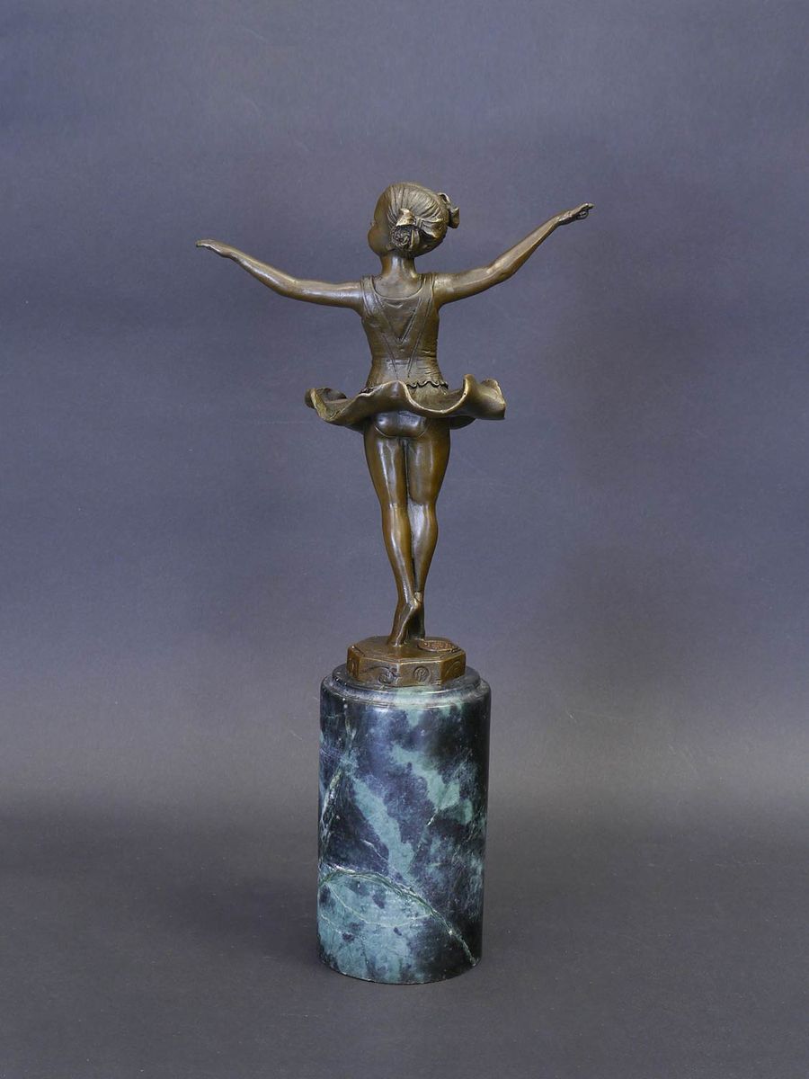 Bronze Figur Skulptur Dekoration kleine Ballerina auf edlem Marmorsockel (8643) Bronze Figur Skulptur Dekoration kleine Ballerina auf edlem Marmorsockel (8643)