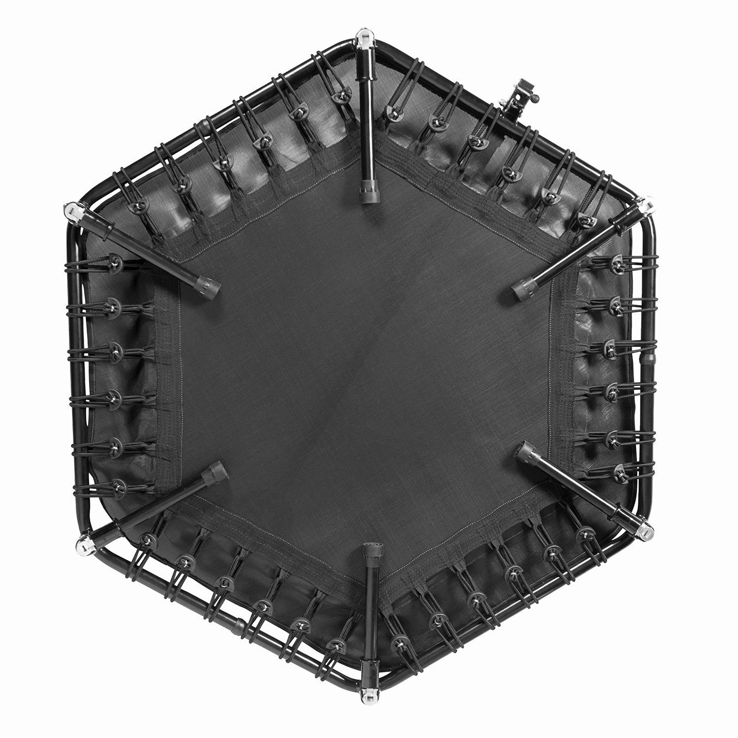 Fitness Trampolin Klappbar 115 Cm – Leise Gummiseilfederung, Vormontiert, 3-stufiger Griff (123–143 Cm), Belastbarkeit 150 Kg, TÜV-geprüft