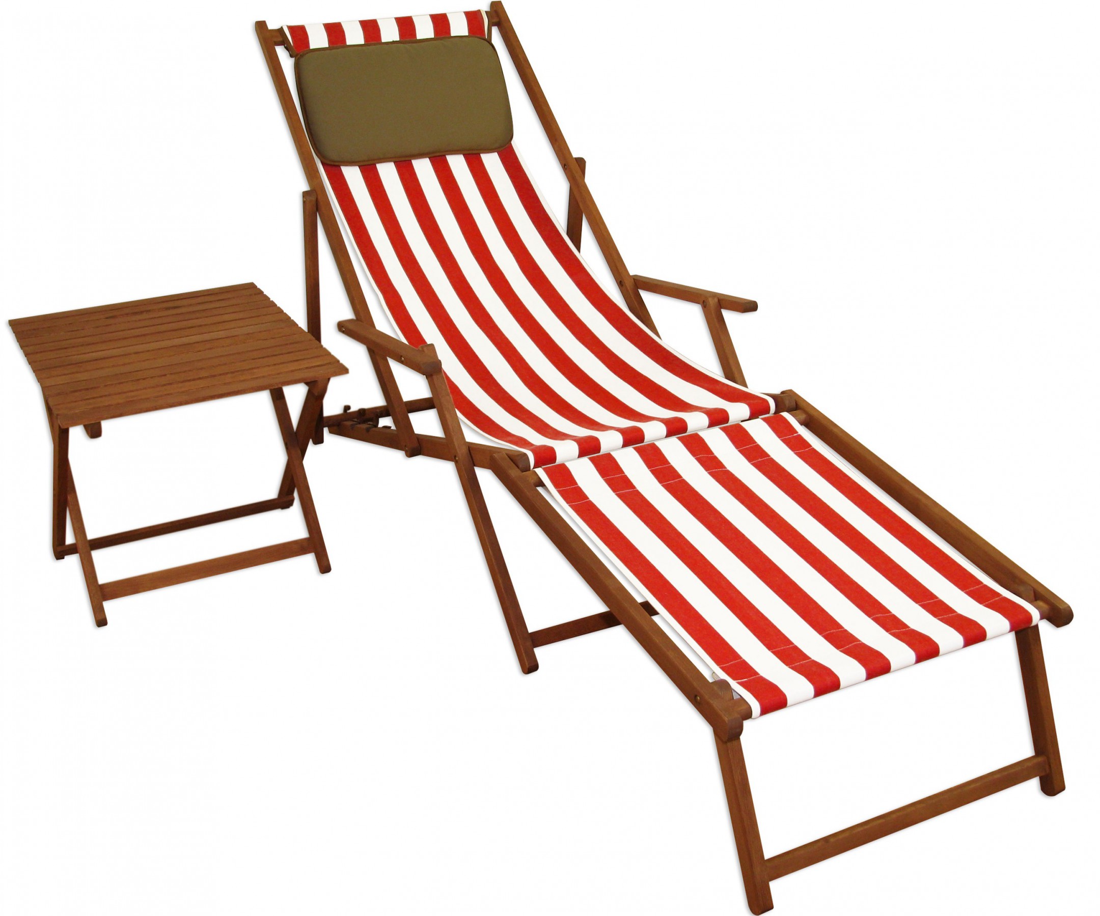 Gartenliege Liegestuhl Fußteil Tisch Kissen Deckchair Holz ... Gartenliege Liegestuhl Fußteil Tisch Kissen Deckchair Holz ...