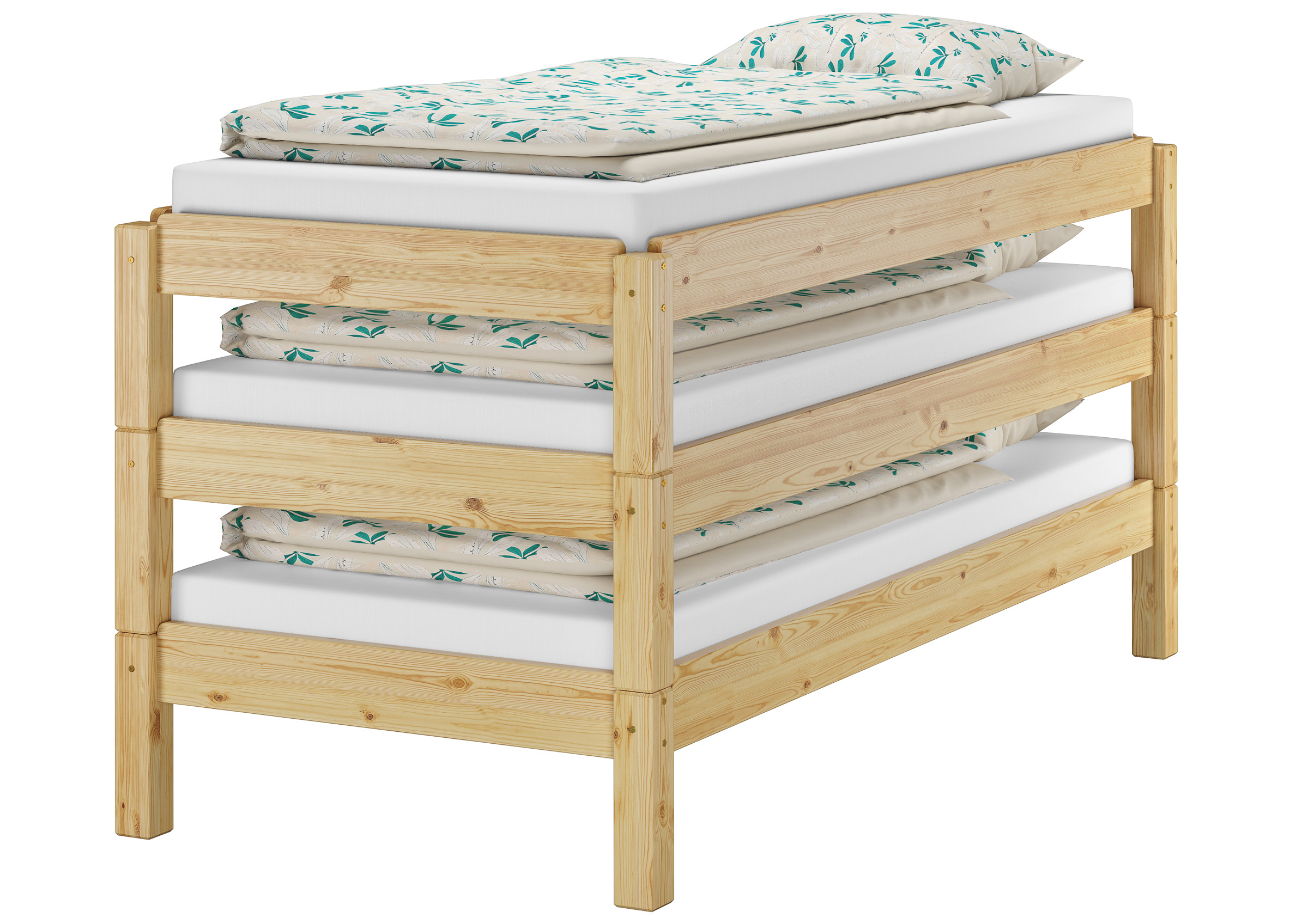 Holzbett Stapelbett 80x200 Einzelbett stapelbar Gästebett Rollrost 60.