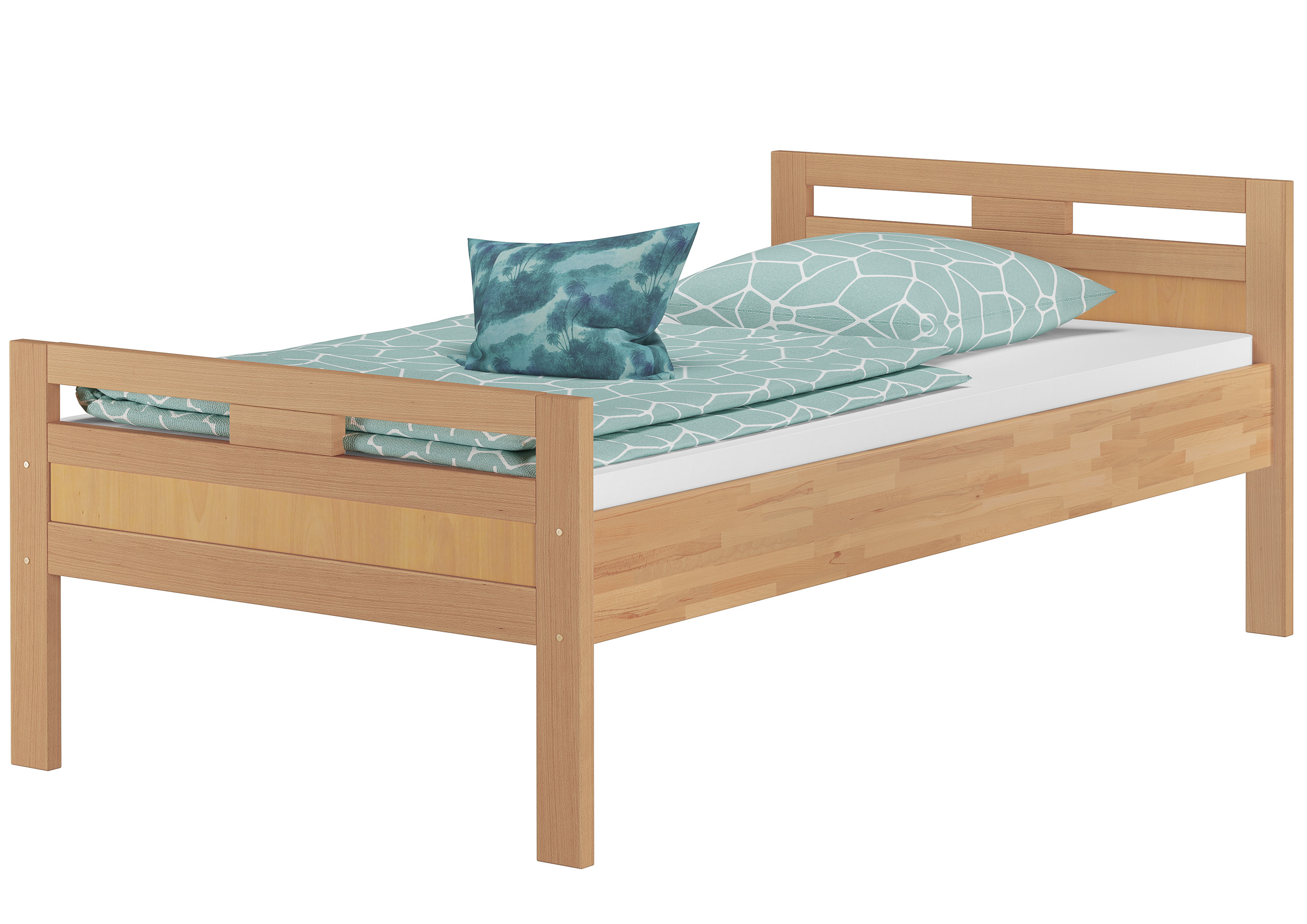 Massivholzbett Seniorenbett Buche natur 90x200 Einzelbett Hohes Bett