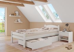 Erst-Holz Letto In Faggio Massiccio 90x200 – 5 Varianti Disponibili (senza Doghe, Con Doghe, Con Materasso) – Elegante Letto In Legno Oliato Con Testiera 75 Cm – Made In EU