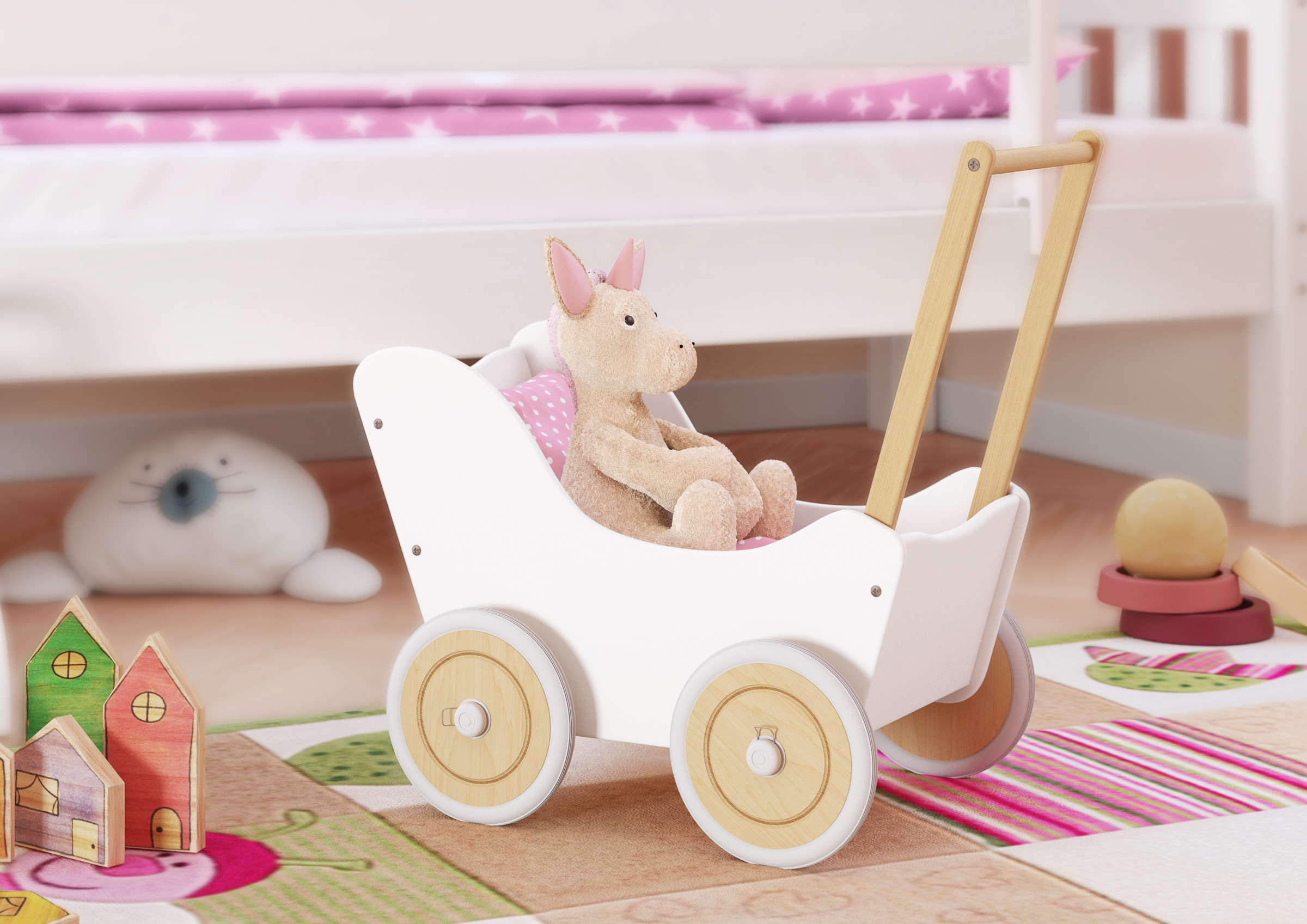 Puppenwagen als Lauflernhilfe in Verschiedenen Farben