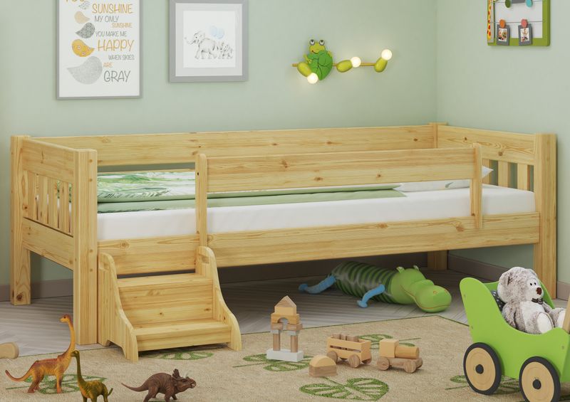 Barrière de sécurité enfant pour lits, pin massif naturel ou blanc