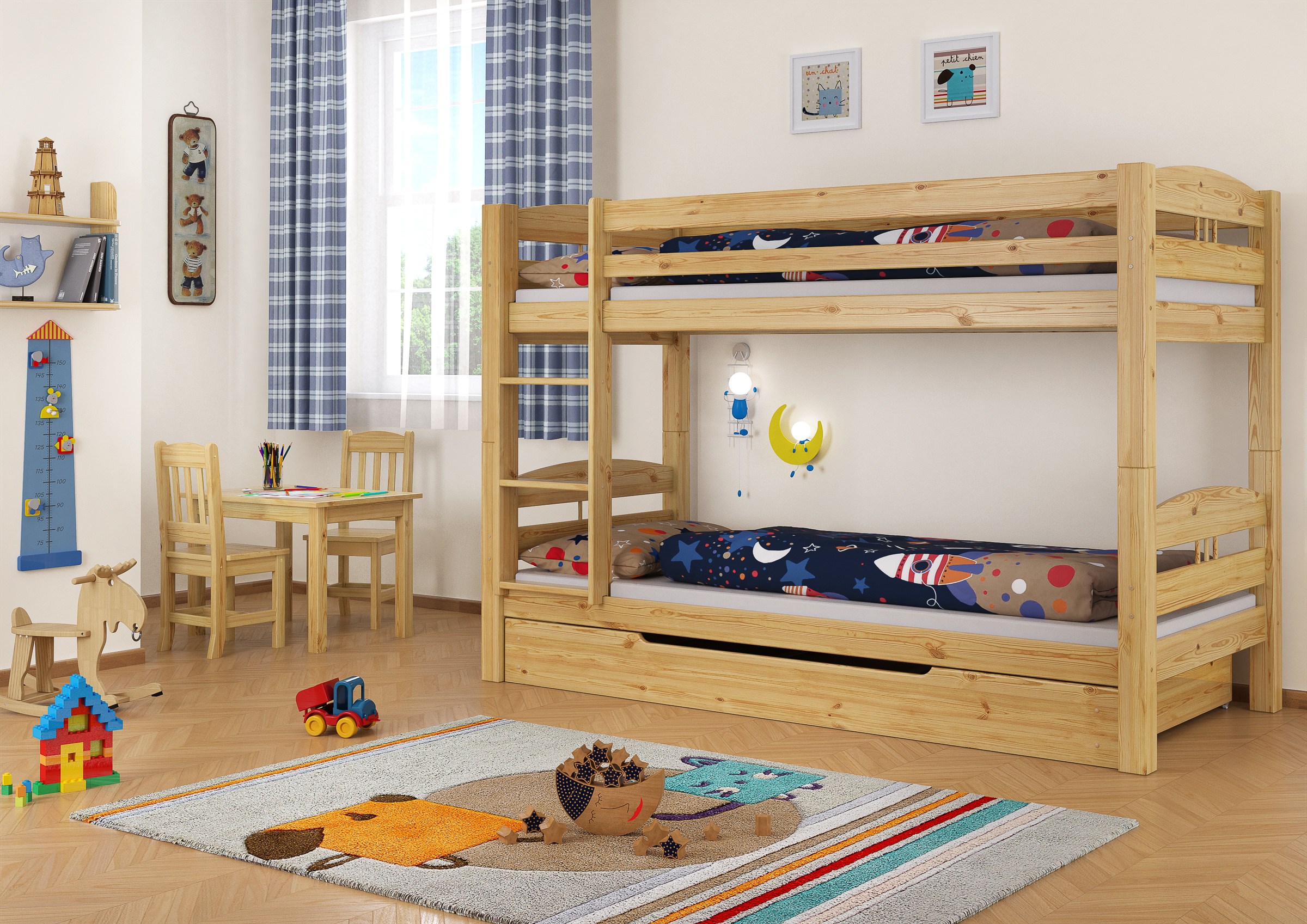 Etagenbett Kiefer Massiv : Etagenbett bett belana kiefer massiv inkl rollrost und gästebett