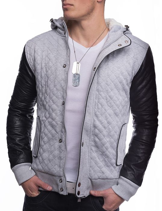 HERREN BASEBALLJACKE MIT LEDERÄRMELN | 80020448 WE Fashion HERREN BASEBALLJACKE MIT LEDERÄRMELN | 80020448 WE Fashion