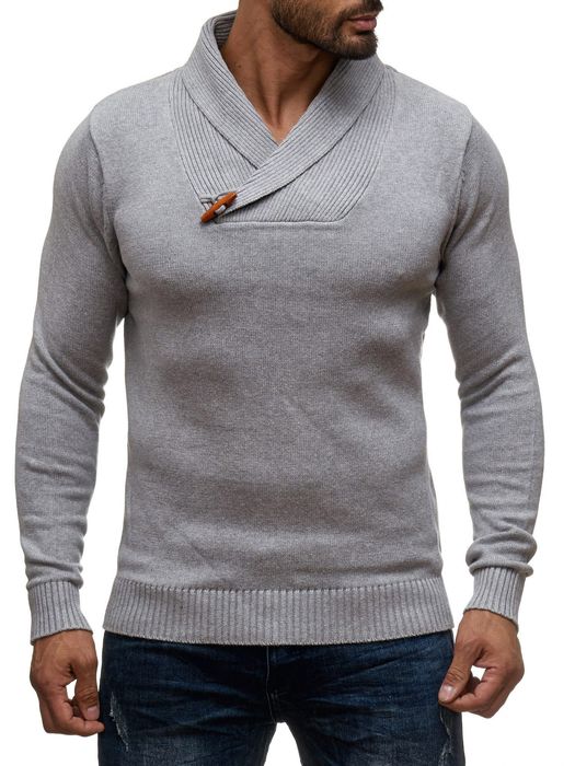 Pull à manches longues pull d'hiver de coton col châle des hommes