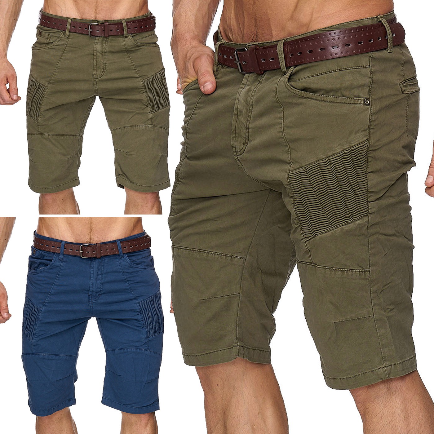 Uomo Jeans-Bermuda Pantaloncini Jeans Shorts Pantaloni Corti Chino NUOVO MIMETICO