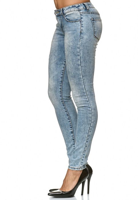 NEU Damen High Waist Slim Fit Stretch Jeans Skinny Röhre Push Up Po 34-42 Blau