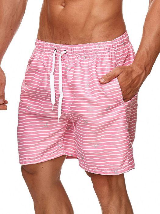 Men's Swim Shorts Swimsuit Striped Beachwear Stripes Swimwear Bermuda