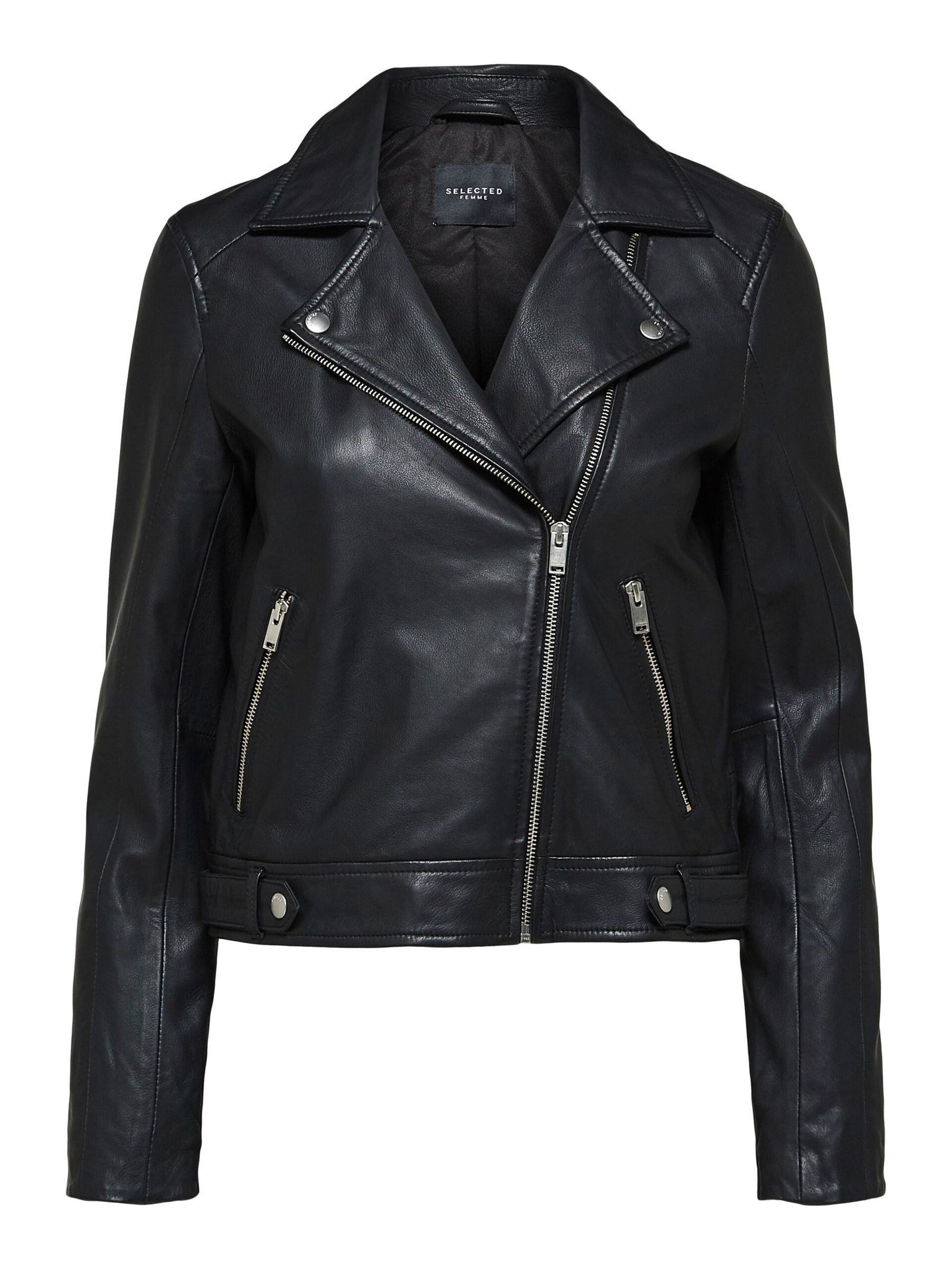 Damen SELECTED Biker Leder Jacke Cropped Lammleder Jacket SLFKATIE Damen SELECTED Biker Leder Jacke Cropped Lammleder Jacket SLFKATIE