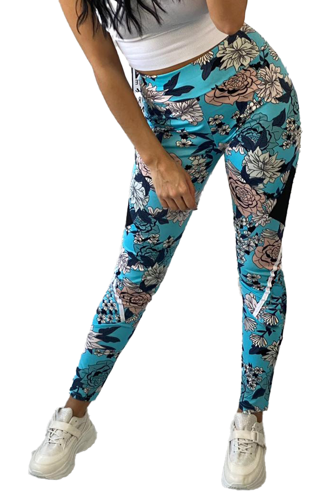 Fitness Leggings Skinny Stretch Yoga Sport Hose mit Blumen Print Fitness Leggings Skinny Stretch Yoga Sport Hose mit Blumen Print