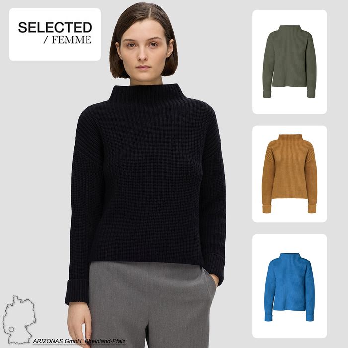 Donna SELECTED Pullover a maglia collo alto Maglione Maglione a
