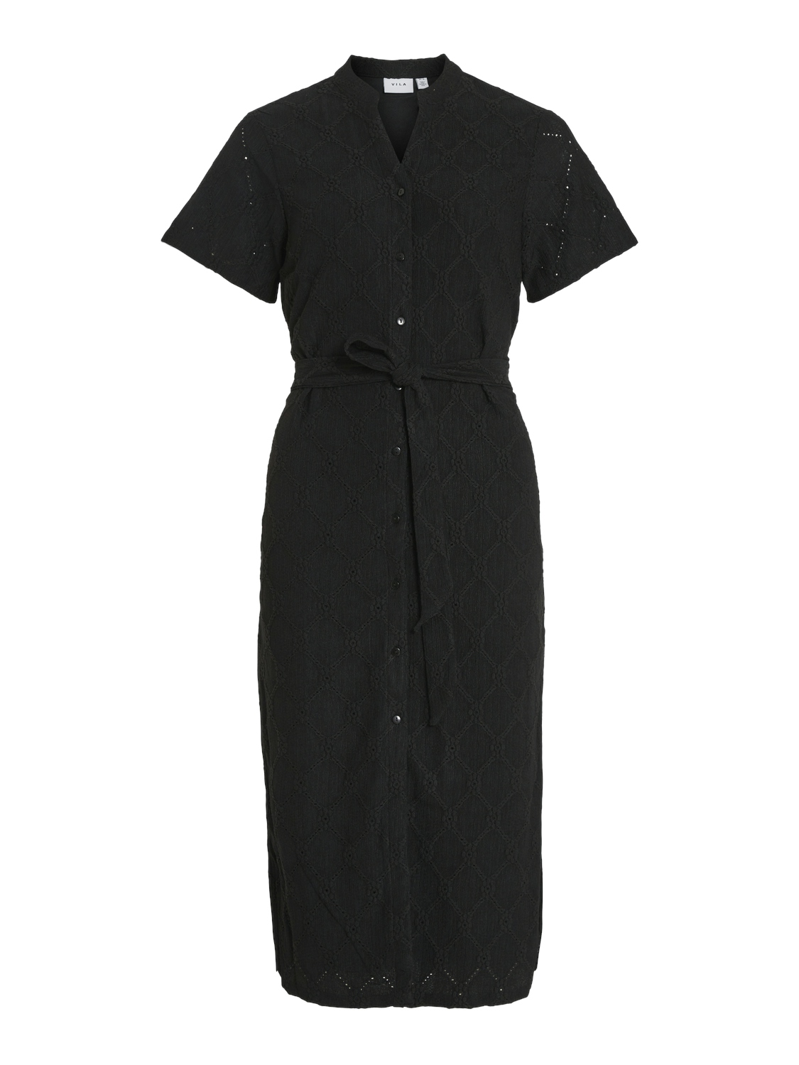 VILA_SpringSummer2024_4591828_14097377.jpg Kleid Kurze Ärmel Geknöpfte Vorderseite Taillengürtel