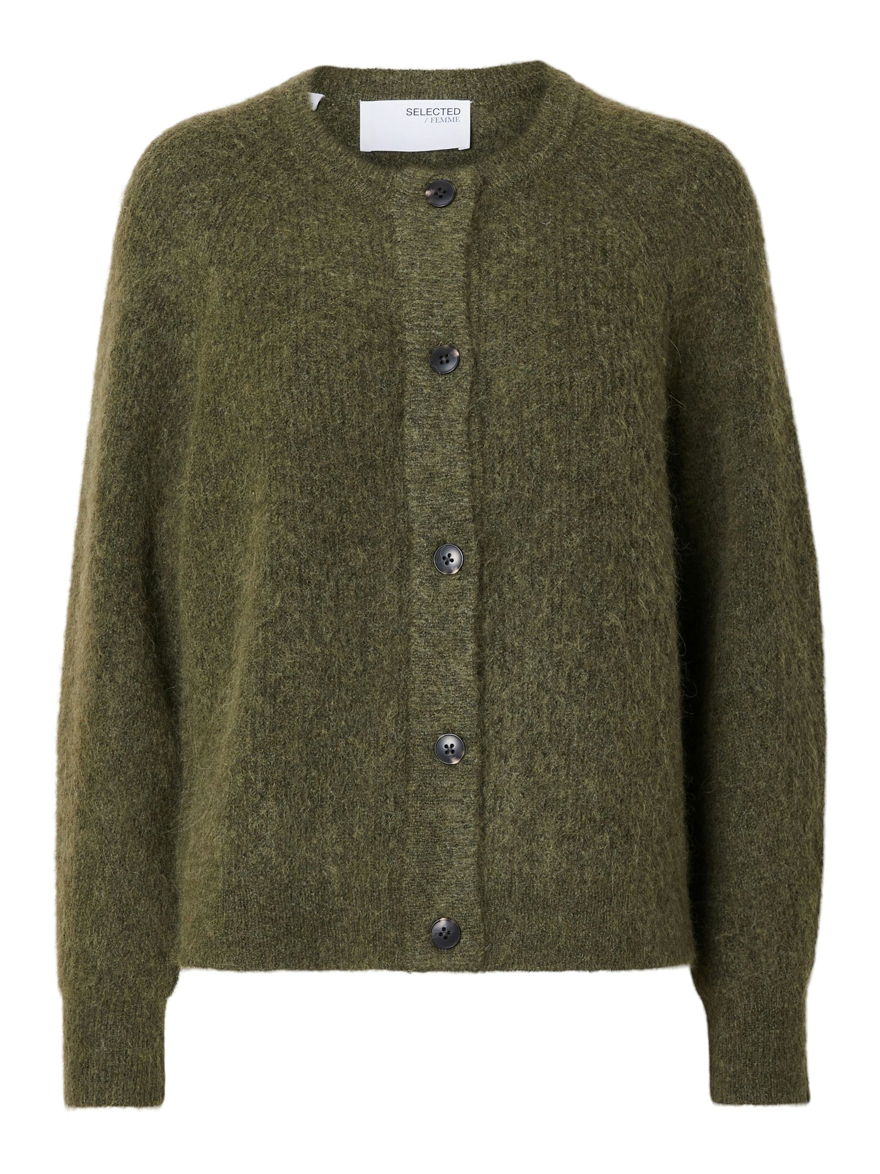 SELECTED-FEM_NOOS2024_3697823_16074481.jpg Strickjacke Relaxed Fit Rundhals Raglanärmel Fallmaschen