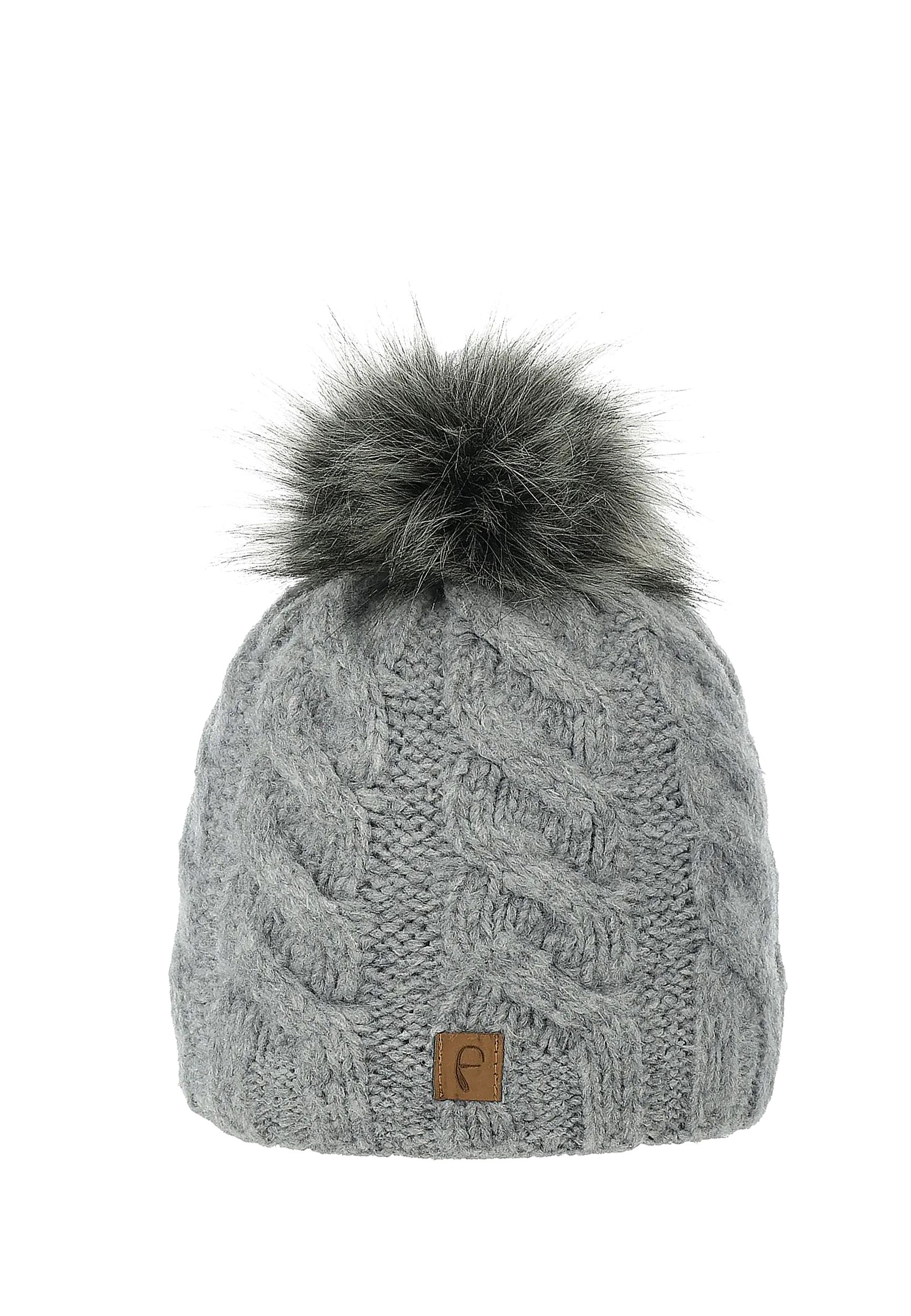 Beanie Bommelmütze mit Zopfmuster Gefüttert Beanie Bommelmütze mit Zopfmuster Gefüttert