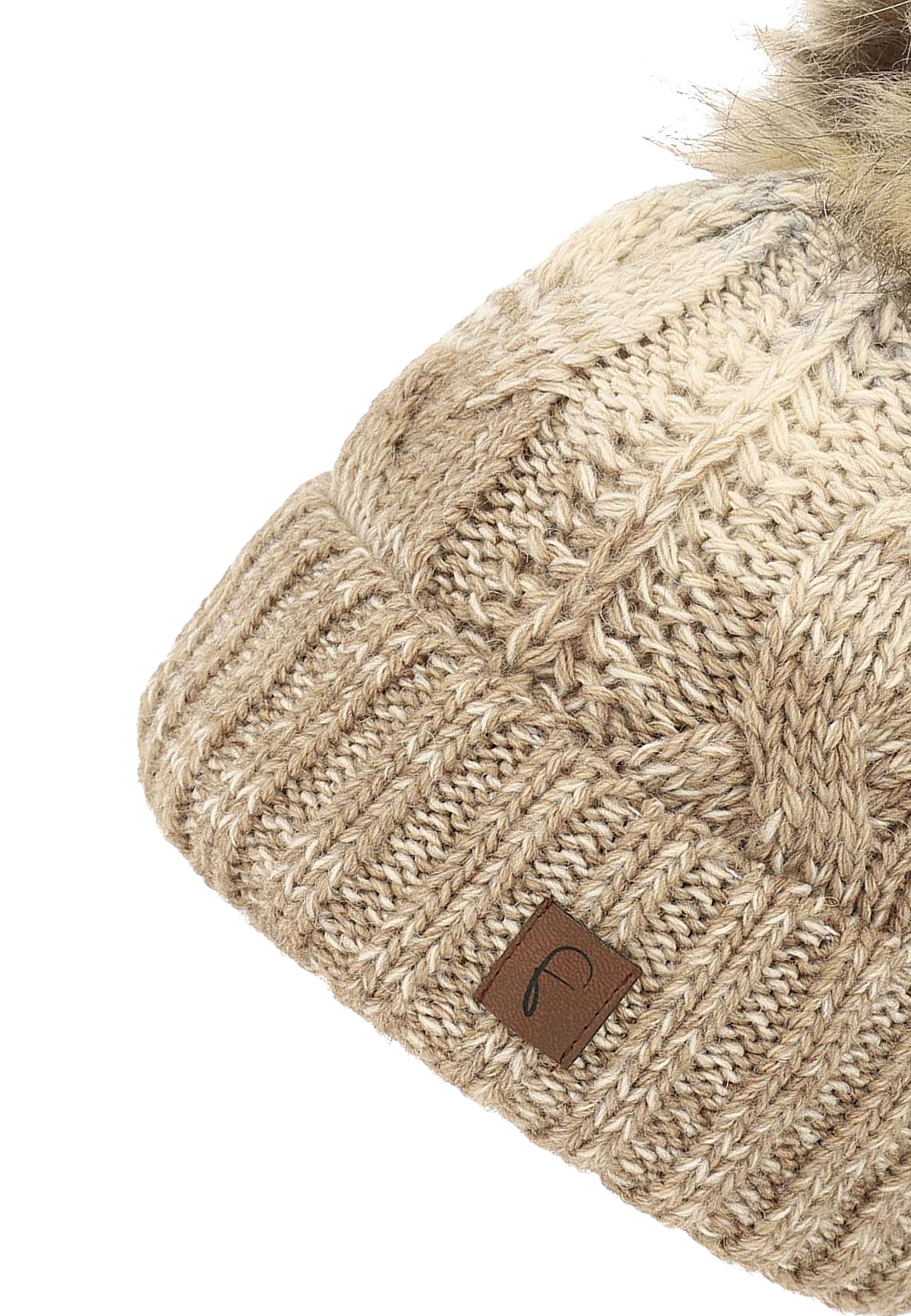 Damen Bommelmütze mit Farbverlauf Thermo Strickmütze Damen Bommelmütze mit Farbverlauf Thermo Strickmütze