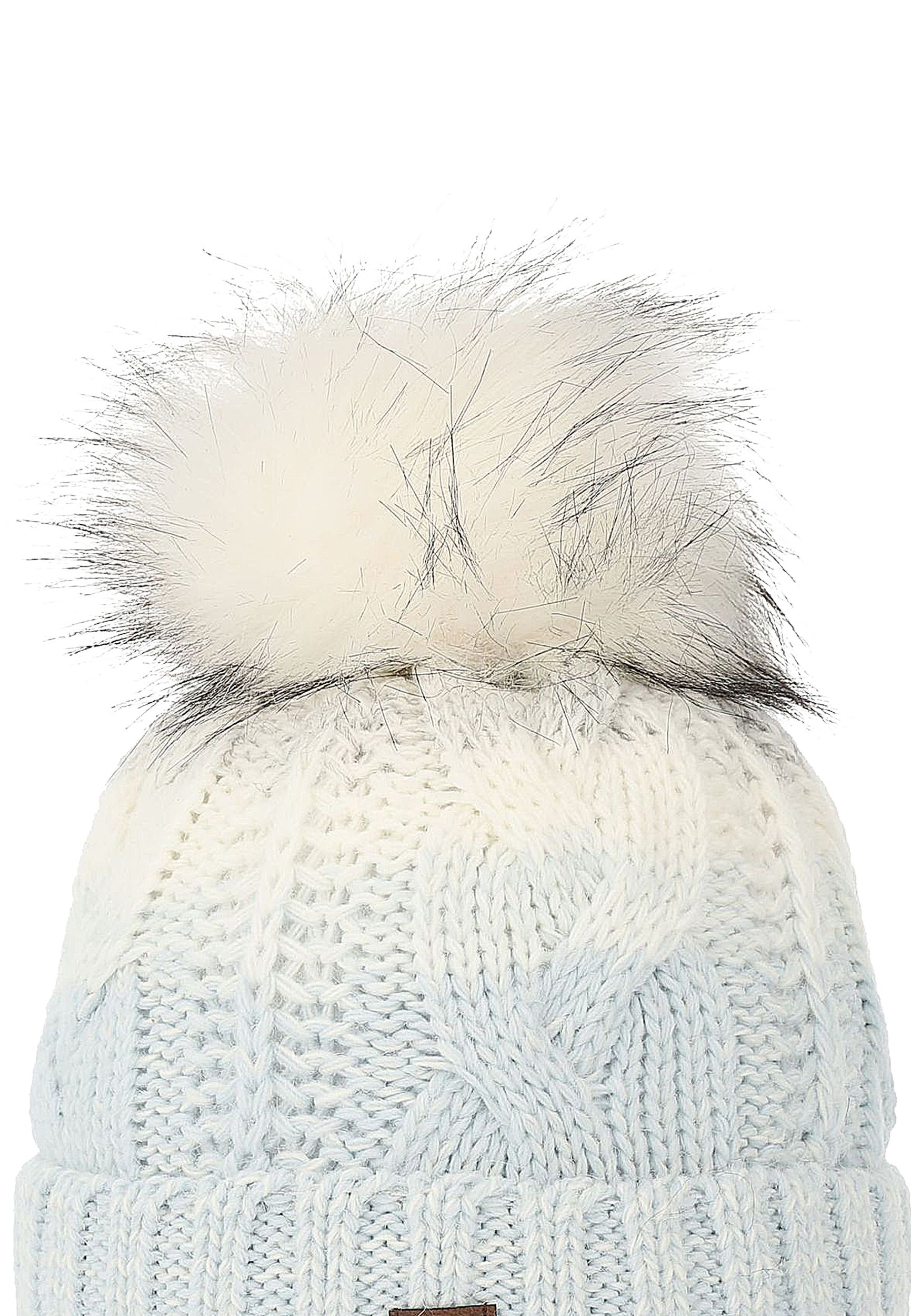 Damen Bommelmütze mit Farbverlauf Thermo Strickmütze Damen Bommelmütze mit Farbverlauf Thermo Strickmütze