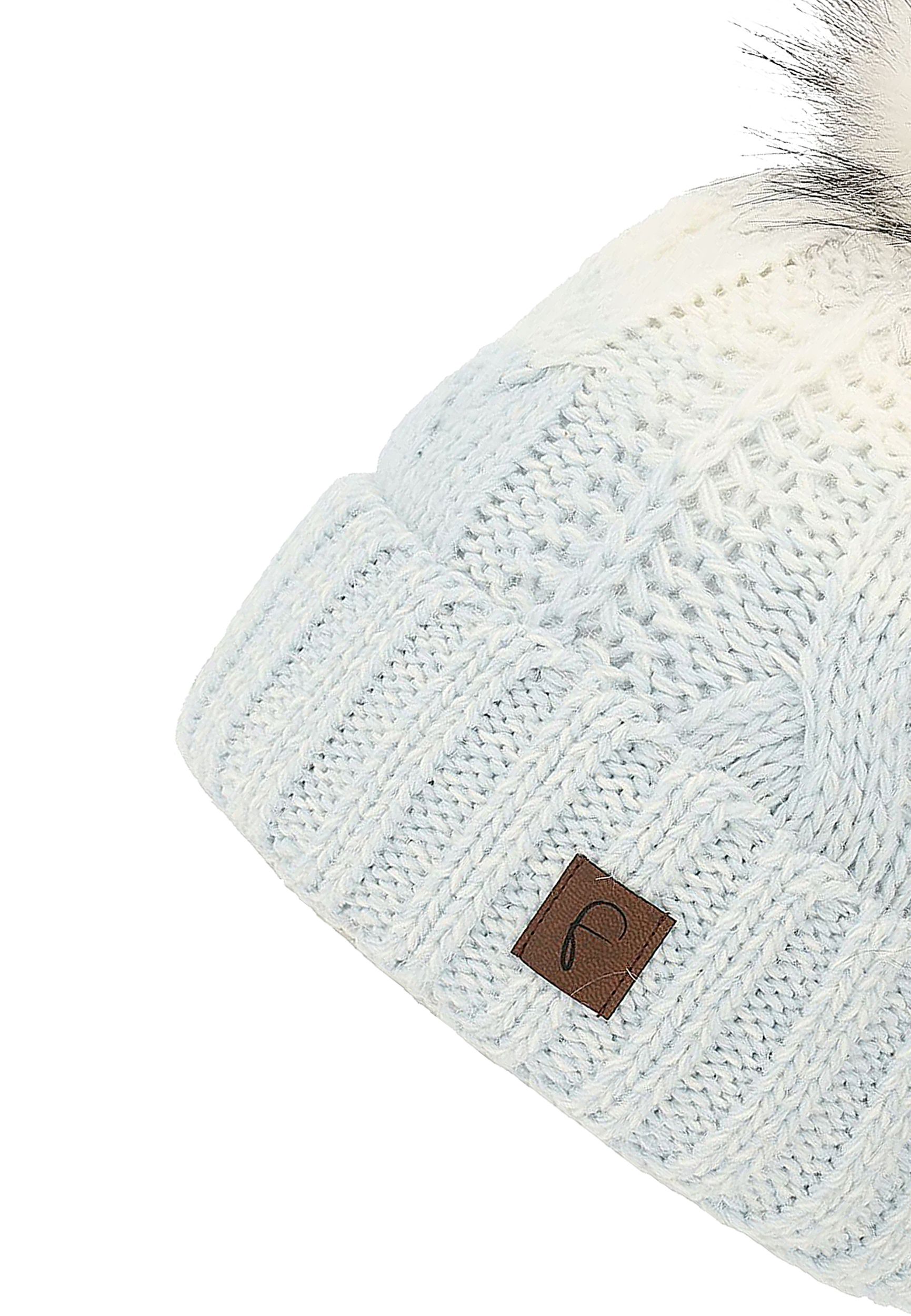 Damen Bommelmütze mit Farbverlauf Thermo Strickmütze Damen Bommelmütze mit Farbverlauf Thermo Strickmütze