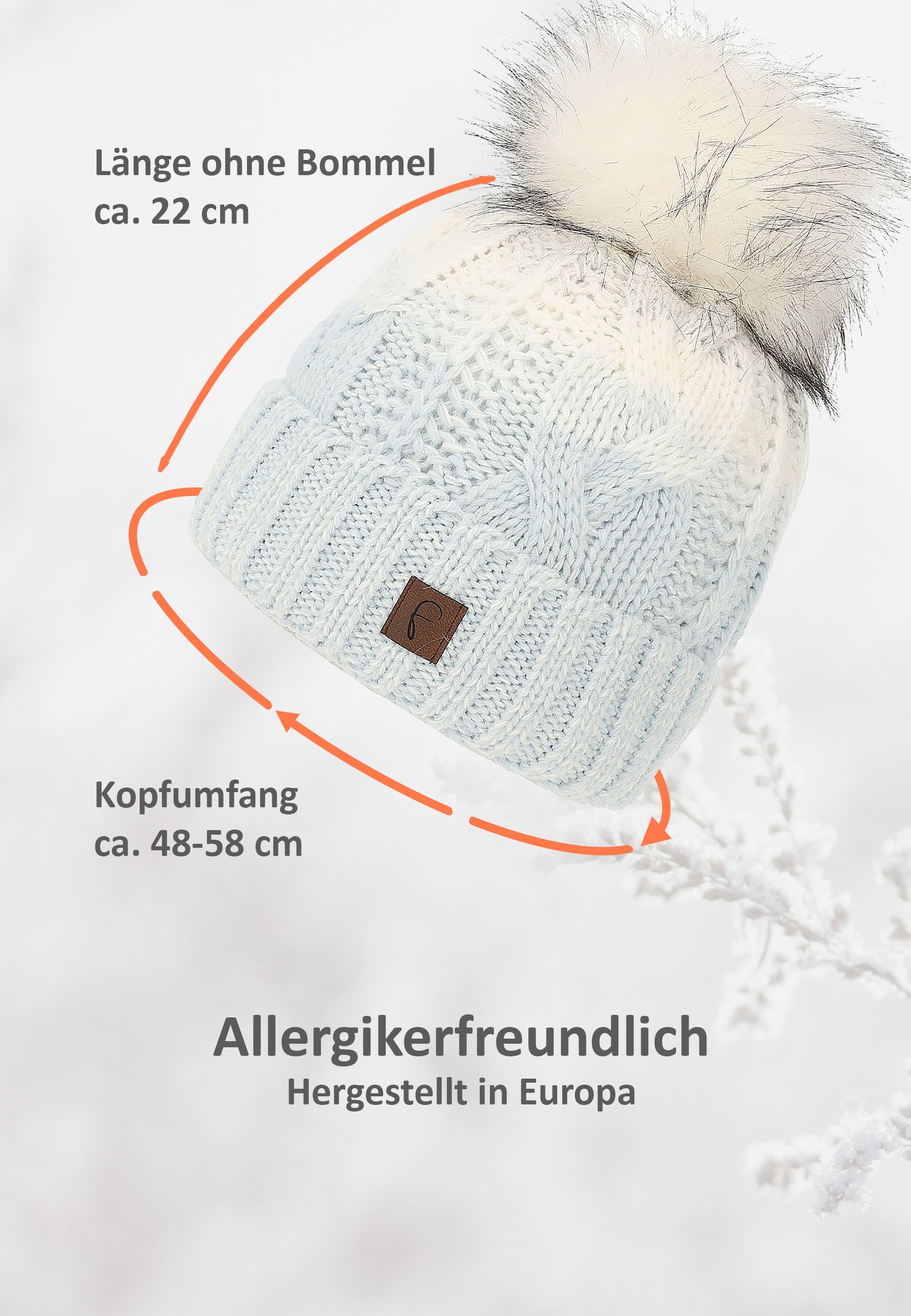 Damen Bommelmütze mit Farbverlauf Thermo Strickmütze Damen Bommelmütze mit Farbverlauf Thermo Strickmütze