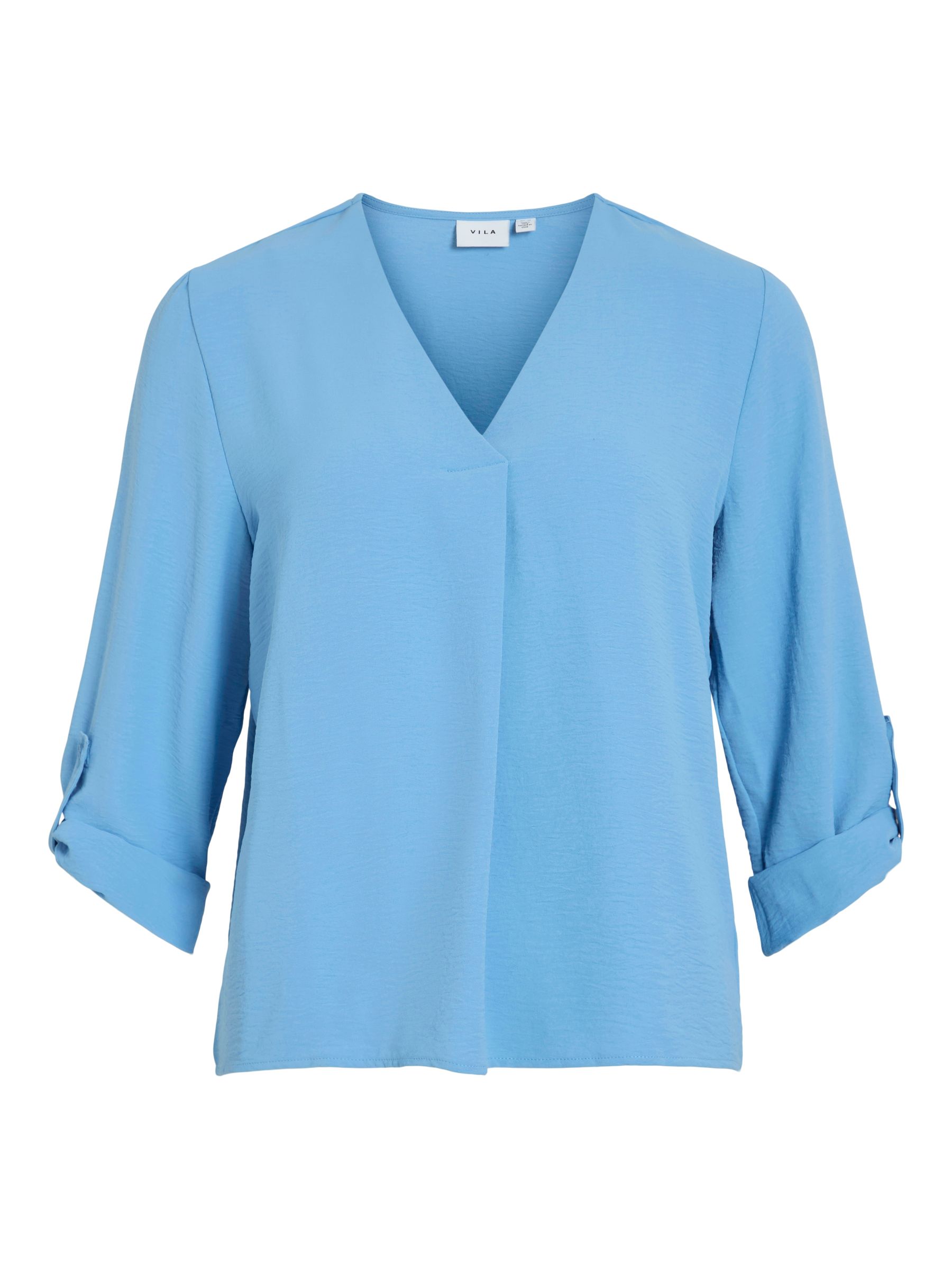 VILA_Springsummer_4641931_14102906.jpg Struktur Design Top mit V-Ausschnitt Crepe Bluse mit 3/4 Arm