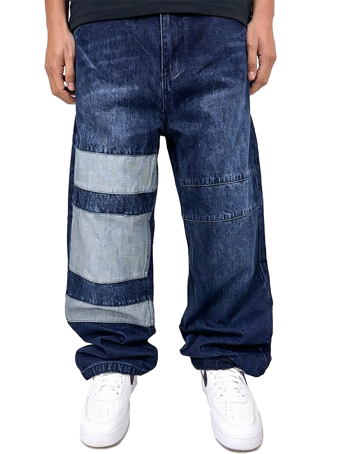Patchwork Baggy Denim Jeans im Retro-Look Patchwork Baggy Denim Jeans im Retro-Look