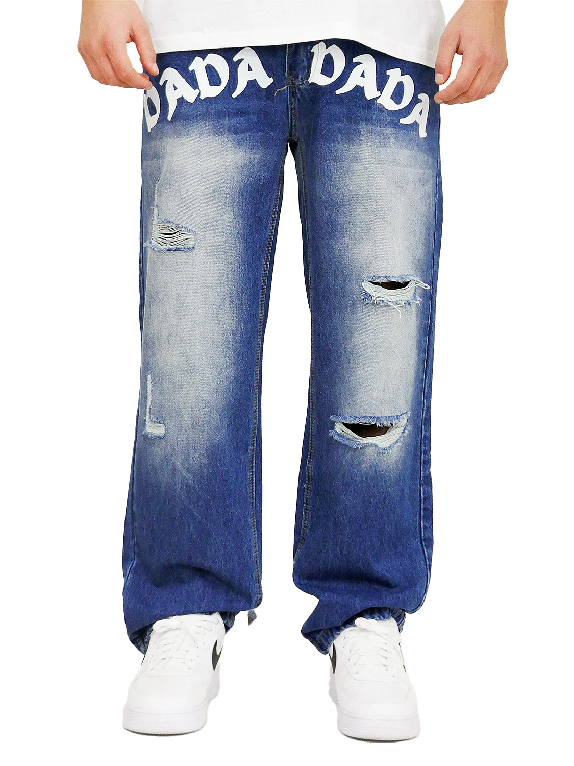Baggy Denim Jeans mit Dada Logo und Used Look Baggy Denim Jeans mit Dada Logo und Used Look