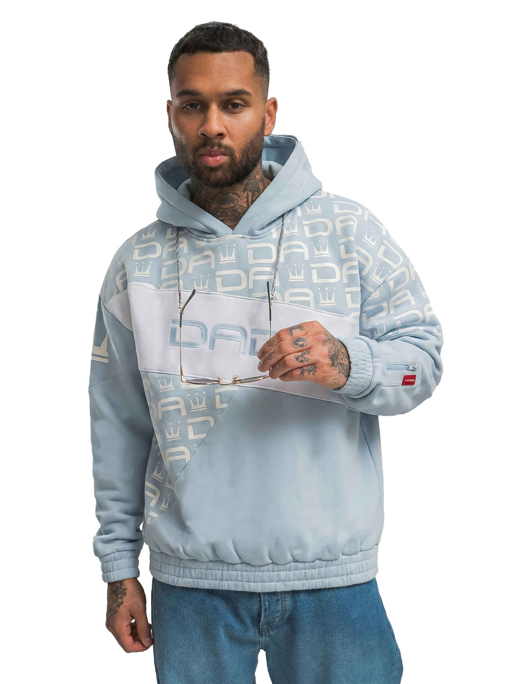 Oversize Hoodie mit Allover Logo Druck und Kapuze Oversize Hoodie mit Allover Logo Druck und Kapuze