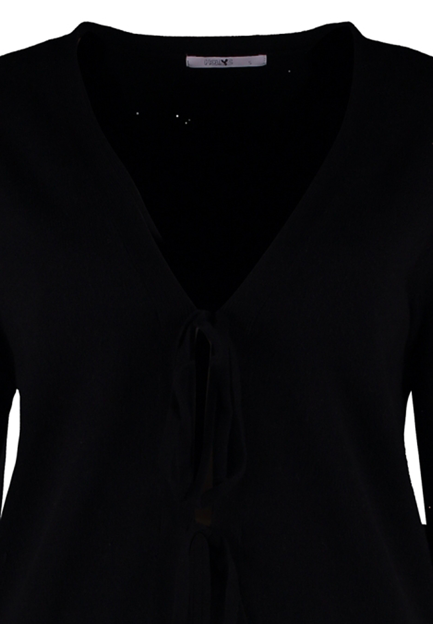 Cardigan mit Bindebändern und V Ausschnitt Feinstrick Cardigan mit Bindebändern und V Ausschnitt Feinstrick