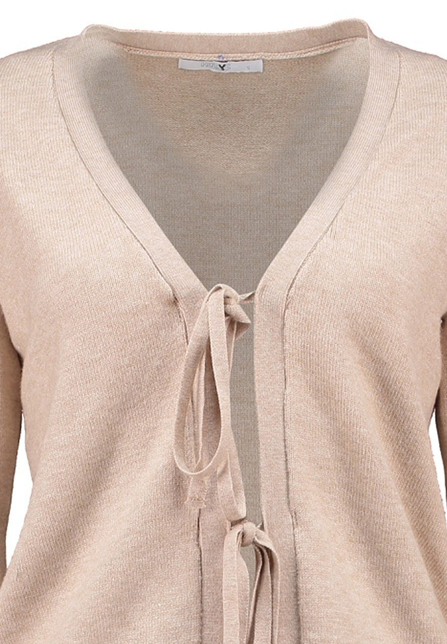 Cardigan mit Bindebändern und V Ausschnitt Feinstrick Cardigan mit Bindebändern und V Ausschnitt Feinstrick