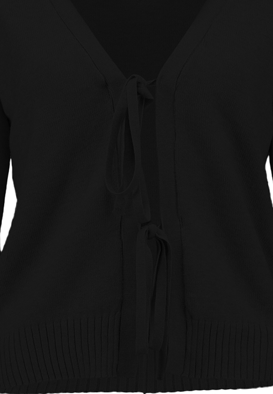 Cardigan mit Bindebändern und V Ausschnitt Feinstrick Cardigan mit Bindebändern und V Ausschnitt Feinstrick