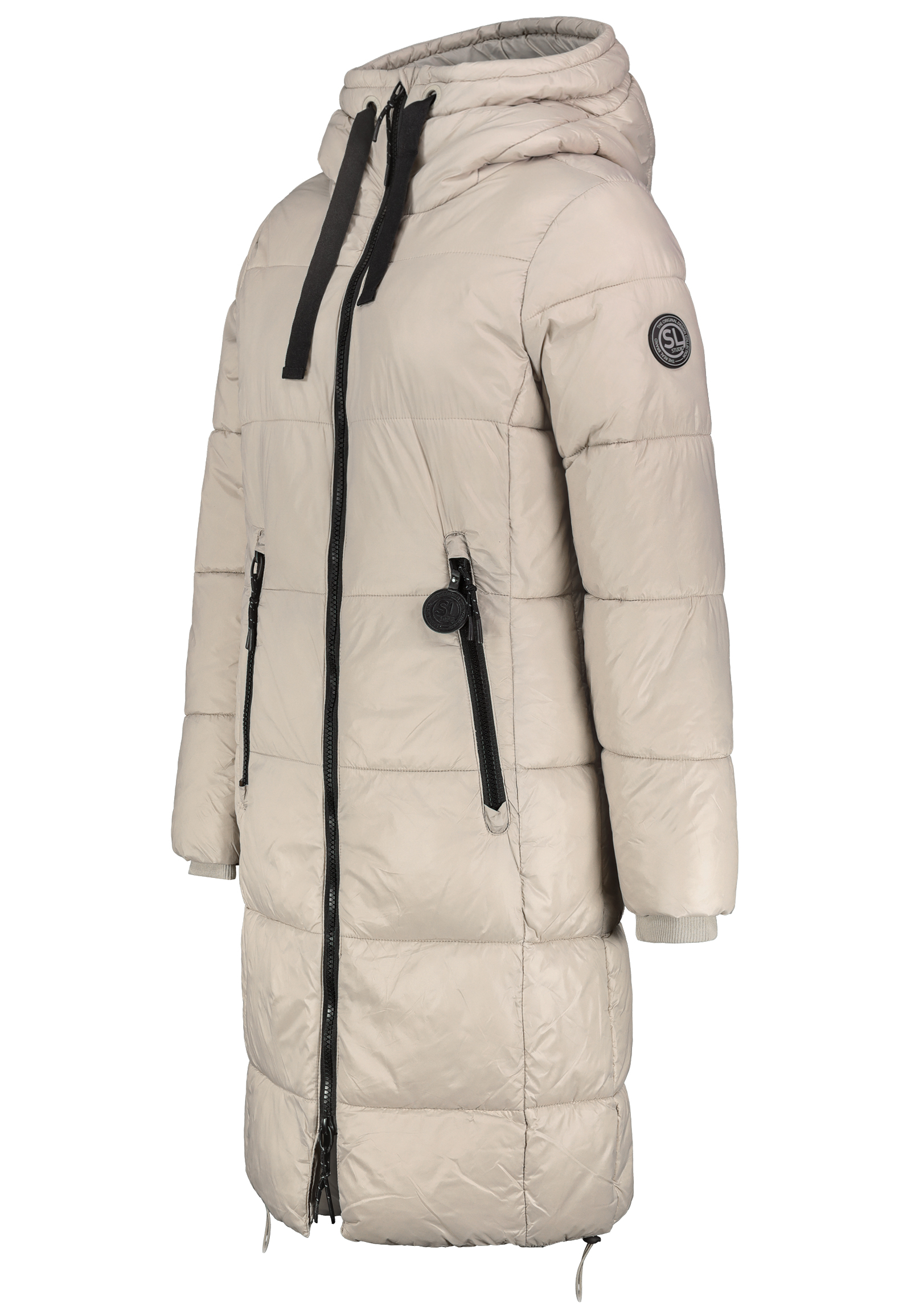 Lange Jacke mit Kapuze und Reißverschluss für kalte Tage Lange Jacke mit Kapuze und Reißverschluss für kalte Tage