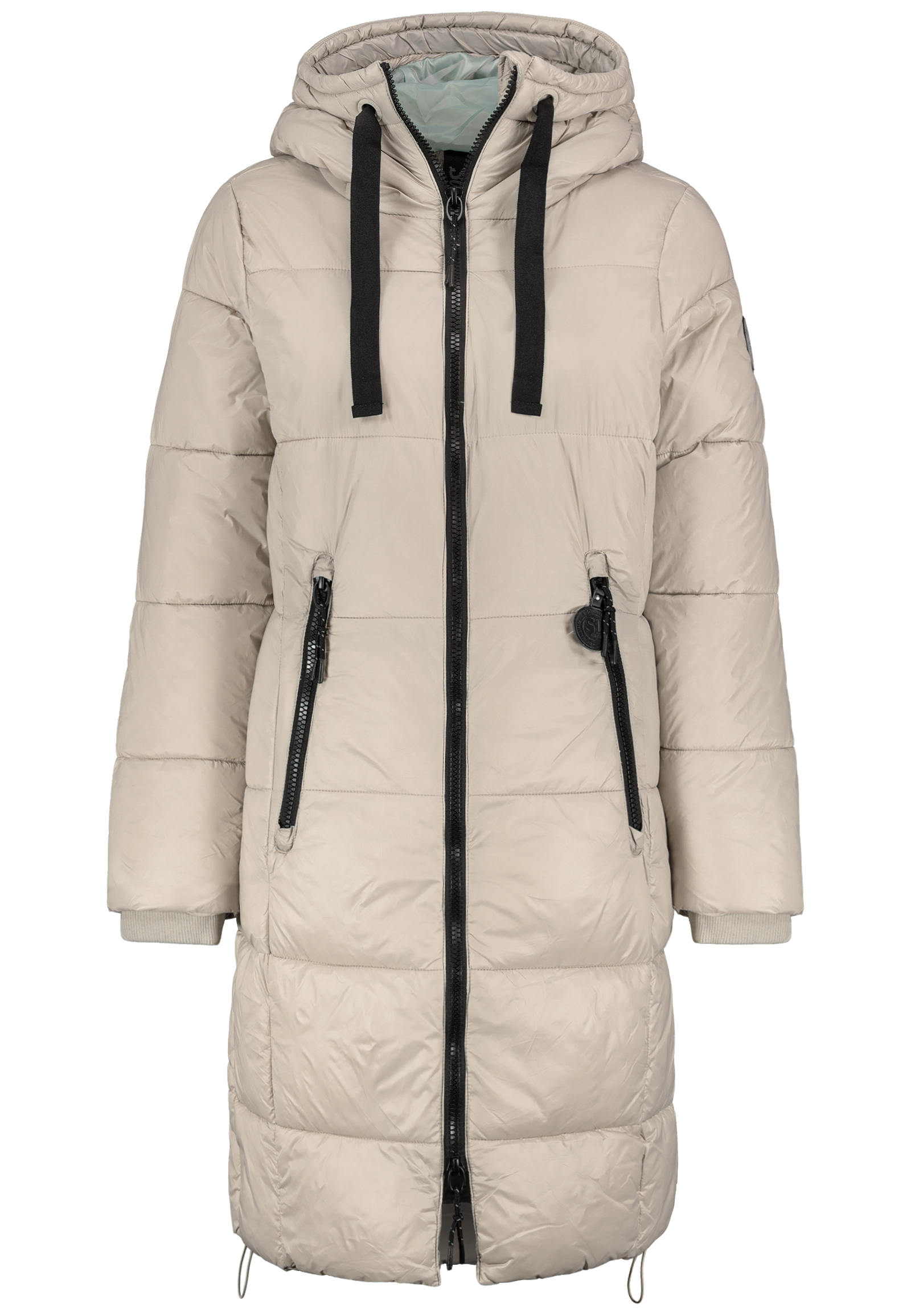 Lange Jacke mit Kapuze und Reißverschluss für kalte Tage Lange Jacke mit Kapuze und Reißverschluss für kalte Tage